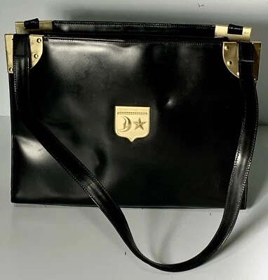 BOLSO DE HOMBRO BARRY KIESELSTEIN CORD CUERO NEGRO TONO DORADO LOGOTIPO LUNA Y ESTRELLA Foto 1 de 4