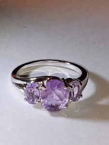 2.5Ct Genuine Purple Amethyst/Diamond 14k gold over Sterling Silver Ring Size 7  - Picture 1 of 10