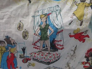 Vintage Peter Pan & Wendy Rindenstoff Vorhänge schwer zu finden helle Farben - Bild 1 von 10
