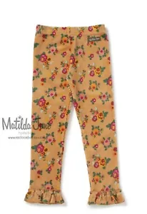 Matilda Jane HAYRIDE Leggings 14 OrangishGold Floral Velour Ruffle Hem Girls NWT - Picture 1 of 10