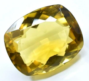 Brazilian Lemon Citrine 34.40 CT Loose Gemstone 23 MM Best Quality Cushion Cut ! - Picture 1 of 8