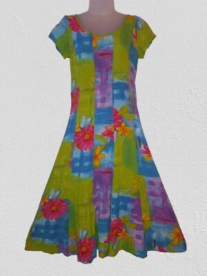 Vintage 90s JAMS WORLD Aqua Fluer Floral  Rayon Short Sleeve Maxi Dress S - Image 1 of 4