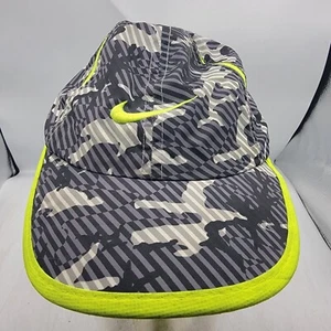 Nike Kids Camo Running Hat Neon Yellow Trim Adjustable Athletic Outdoors Casual - Picture 1 of 9