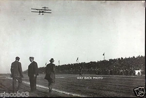 4" by 6" PHOTO REPRINT EUGENE B. ELY FLYING CURTISS PUSHER AT EARLY AIR SHOW - Picture 1 of 1