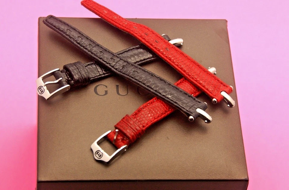 New Gucci 12 MM Watch Lizard Watch Band - for 1800 L - Regular - Silver Hardware - Image 1 of 1