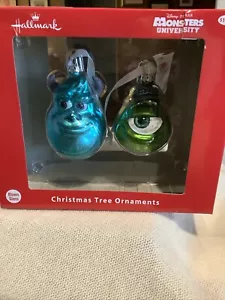 Hallmark Disney Pixar Monsters Inc Mike & Sully Glass Christmas Ornaments New - Picture 1 of 3
