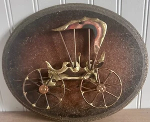 Antiguo cochecito de metal Homeco vintage 3D placa sobre arte de pared de madera - Imagen 1 de 5