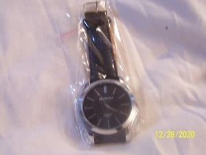 Uhr Herren Damen MINGBO Quarz Analog Silber Zifferblatt schwarzes Zifferblatt, schwarzes Band, M026 - Bild 1 von 3