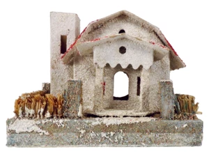 Weihnachten Putz Haus weiß rot Dach Portikus Glitzer Kokos Japan ungewöhnlich groß 14 - Bild 1 von 7