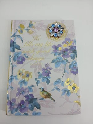 P💜💜ch & Sweetheart Brooch Journal "He Fills My Heart W/ Good Things" Ps 103:5 - Image 1 of 4