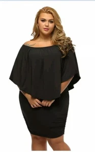  Schwarzes Kleid Übergröße Rüschen Mini  - Bild 1 von 5