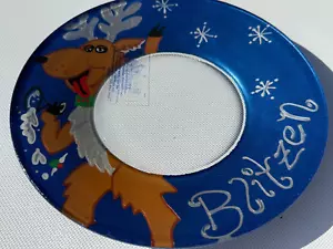 New! "Smithereens Design" Hand Painted "Blitzen" Artisan Holiday Cookie Plate 8" - Picture 1 of 8