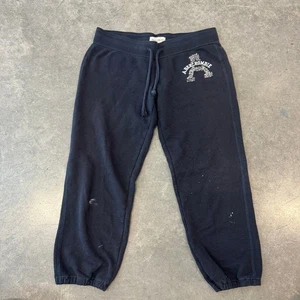 Vintage Y2K Abercrombie Mcbling Sweatpant Capri Jogger Crop Navy Kordelzug XS  - Bild 1 von 8