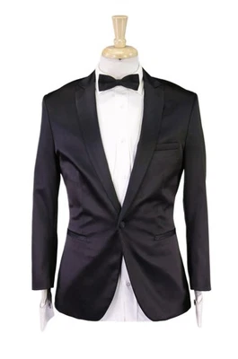 Blazer de Esmoquin INC International Concepts Para Hombres Negro 1-Btn Solapa Pico Calce Ajustado S Foto 1 de 4