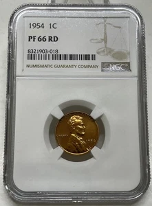 1954-P Lincoln Wheat Cent / Penny 1c NGC PF 66 RD Gem Proof See Pictures - Picture 1 of 5