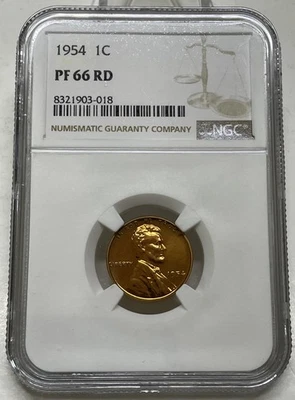 1954-P Lincoln Wheat Cent / Penny 1c NGC PF 66 RD Gem Proof See Pictures - Image 1 of 4