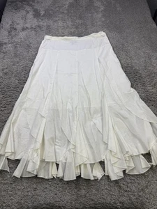 Metrostyle Skirt Women 18 White Flowy Pleated Tulip Tiered Draped Peasant Maxi - Picture 1 of 9