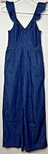Express Damen Rüschenbesatz ärmellos Denim Overall Größe 10 Reißverschluss - Bild 1 von 10