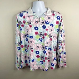 San Soleil Tennis Golf Pickleball Top XXL 50 UV Cooling Quarter Zip Floral Sport - Bild 1 von 7