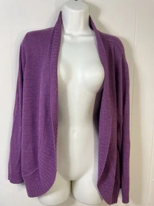 Coldwater Creek top Cardigan X- Large XL Purple Open Wool Women Sweater long - Picture 1 of 5