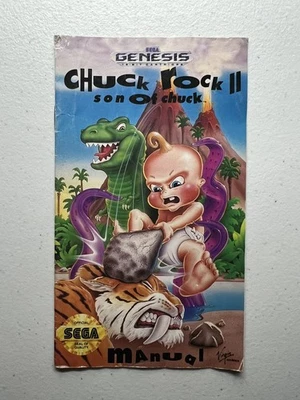 Sega Genesis Manual ONLY Chuck Rock II 2 Son of Chuck Instruction Booklet 1993 - Image 1 of 2