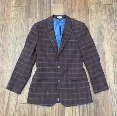 Noak Wool blazer mens Brown & Blue Plaid Size 38 - Image 1 of 4