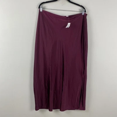 Old Navy Satin Slip Skirt Midi High Waisted Skirt Size XL Tall Purple Slit - Image 1 of 4