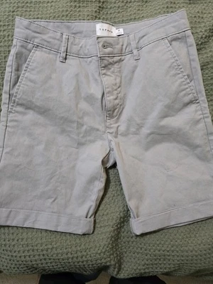 Pantalones Cortos Chinos Topman Hombre Gris Claro Abotonados 100% Algodón Talla 30  Foto 1 de 3