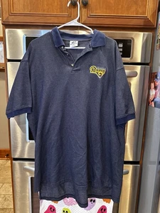 Vintage St. Louis Rams Poloshirt Herren Large blau gesticktes Logo Hahnentritt XXL - Bild 1 von 7