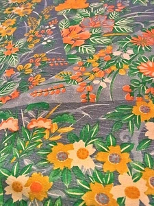 e038-S_Japanese Kimono Fabric_Silk,Green,Flower,Tsumugi,102 cm - Picture 1 of 9