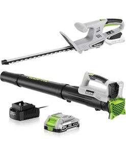 Cordless Leaf Blower and Hedge Trimmer Combo 21V Ultra-Lightweight 3Lbs 400CFM/1 - Picture 1 of 10