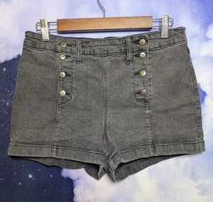 Schwarze hoch geschnittene Matrosenshorts mit Knopfleiste Größe 13 Y2K weicher Grunge - Bild 1 von 8