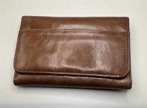 Eine seltene süße Vintage braune Leder Hobo International Snap Geldbörse - Bild 1 von 4
