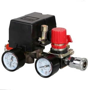Secbolt Pressure Switch Manifold Regulator Gauges Air Compressor Black - Picture 1 of 8