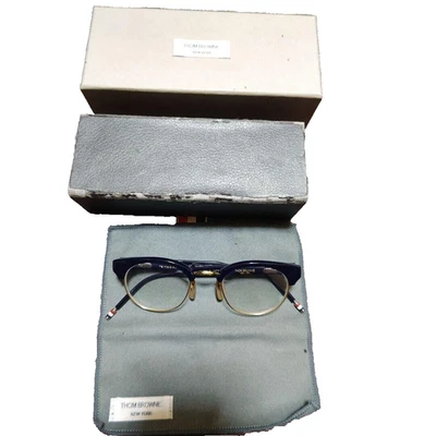 Thom Browne TB-702-D-NVY-GLD-47 Glasses Navy 47 21-145 Made in Japan - Image 1 of 4