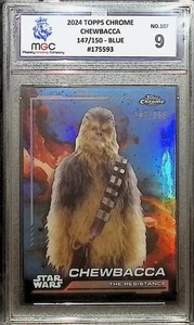 Topps Star Wars Chrome 2024 Chewbacca Blue 147/150 MGC 9 not PSA  - Picture 1 of 3
