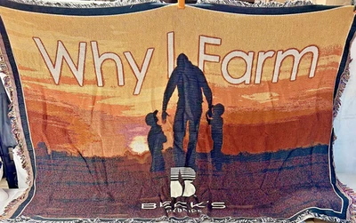 Manta híbrida de semillas de granja Beck's Why I Farm logotipo 100 % algodón 64X48 genial Foto 1 de 3