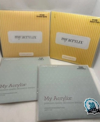 Lote de 4 selos acrílicos para scrapbooking e artesanato Close To My Heart - Imagem 1 de 4