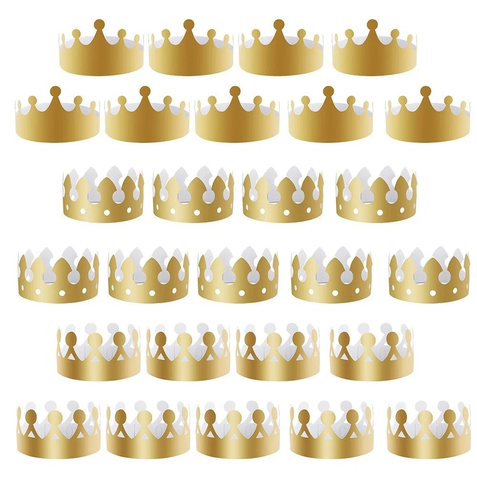 Transform Your Celebration with These Beautifully Designed Gold Paper Crowns - Image 1 of 4