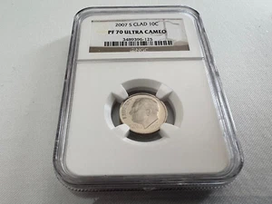 2007-S CLAD ROOSEVELT DIME NGC PF70 U.C. "BROWN LABEL "TOP POP" - Picture 1 of 4