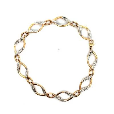 Diamond 10ct Yellow Gold Nine Link Bracelet - Image 1 of 4