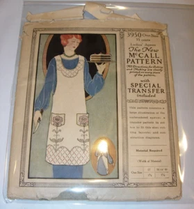 WOMENS Antique McCall Sewing pattern 3950 KITCHEN APRON TRANSFER ONE SIZE - Picture 1 of 3