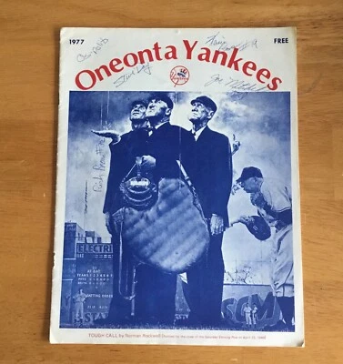1977 Oneonta Yankees New York Yankees Vintage NYPL MiLB Program with Signatures  - Image 1 of 3