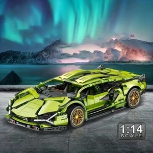 Sports Car Building Block - Green Racing Model Kit, 1200 Piece - Picture 1 of 4