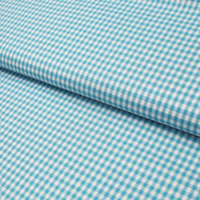 STOFFE KUDELLINO Baumwollstoff kariert / Popeline "0,5 cm weiß/türkis