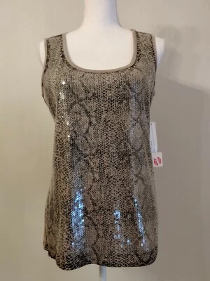 Tanque tribal pequeno com estampa de animais com lantejoulas novo com etiquetas - Imagem 1 de 4