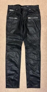 Just cavalli Black Eco Leather Zip Biker Pants Trousers size 32" New Jeans - Picture 1 of 9