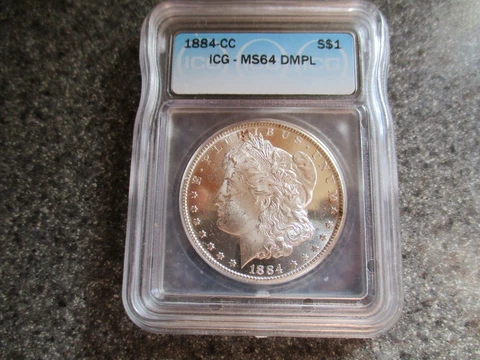 1884cc MORGAN SILVER DOLLAR, GRADED ICG MS64 DMPL, BRIGHT WHITE WITH MIRRORS Cover