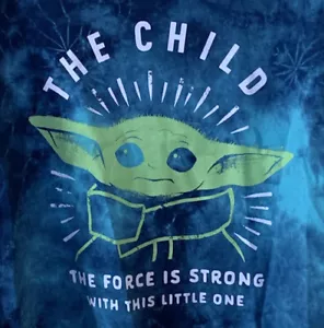 Star Wars blau Batik Yoda The Force Is Strong individuell kurz geschnittenes T-Shirt Größe XL - Bild 1 von 4