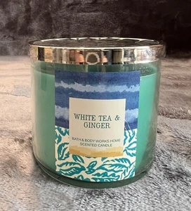 Bath & Body Works White Tea & Ginger 3 Wick 14.5 Oz. RARE Candle HTF - Picture 1 of 7